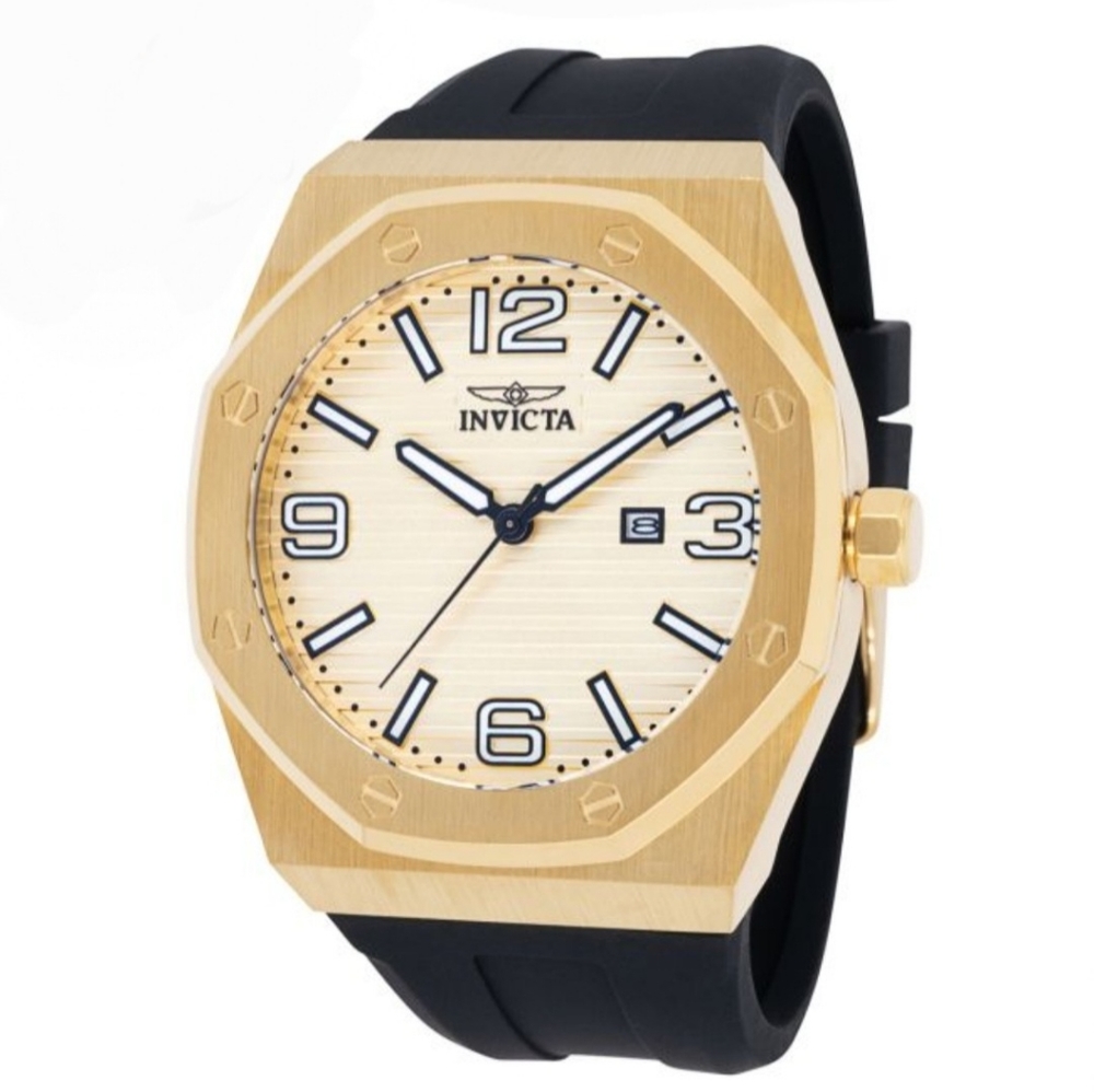 NEW Invicta Huracan Men's Quartz (45775) 48mm Steel Gold-Tone Case, Black Band